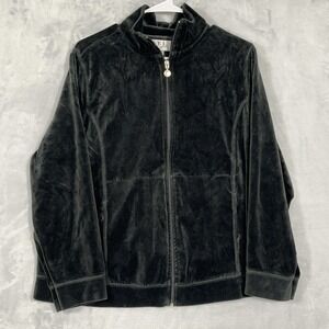 New York Laundry 1X Jacket Sweatshirt Velour Full Zip Black Athleisure‎